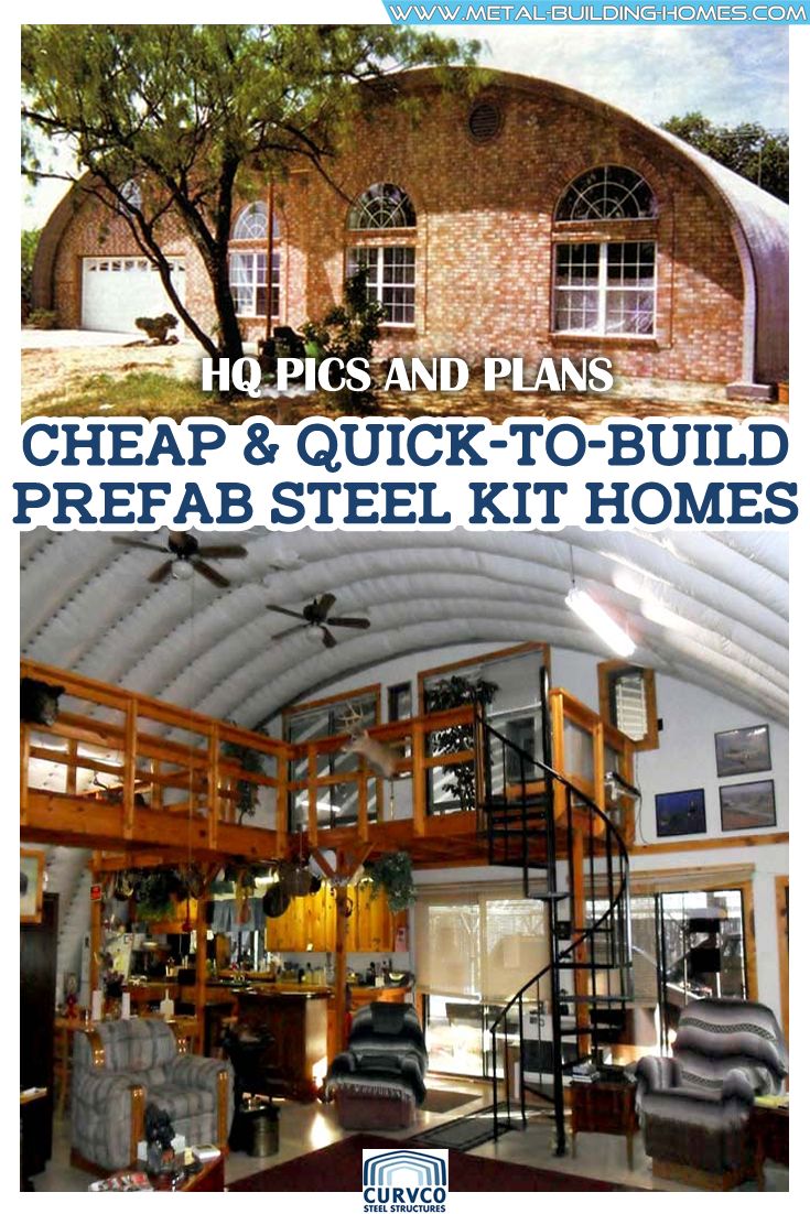 an advertisement for a home that has been built in the style of a metal building