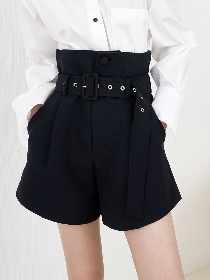 MO&Co.Women Paperbag High Waisted Belted Shorts Features : - High waistCode : MBB1SOT004Inside leg length of size M is 34cmBlack : Model is 178cm tall and wearing a size M MATERIALS & CARE : Material : 54.9% Wool 45.1% PolyesterDo not wash, do not bleach Hang to dry in the shade, do not dryIron at low temperature, professional dry cleaningTips : 1. Snap and dry clean separately 2. The belt is hand washed separatelyPlease select your own size in the size chart according to your figure and serve m High Waist Black Bottoms With Built-in Shorts, Chic High Waist Pants With Built-in Shorts, Black High-waist Bottoms With Belt Detail, High Waist Black Bottoms With Belt Detail, Black High Waist Bottoms With Belt Detail, Casual Bottoms With Belt For Night Out, Trendy Black Bottoms With Belt, Chic High-waist Shorts With Elastic Waistband, Casual High Waist Belted Shorts