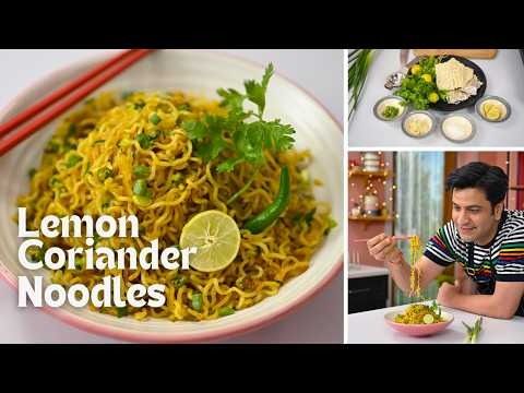 the man is eating noodles with chopsticks in front of him and then he has to eat it