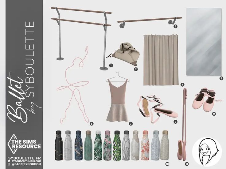 an assortment of clothing and accessories for ballet