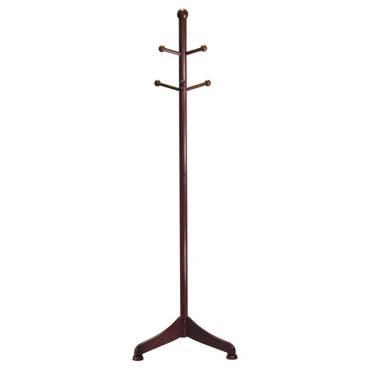 a coat stand with three hooks on it