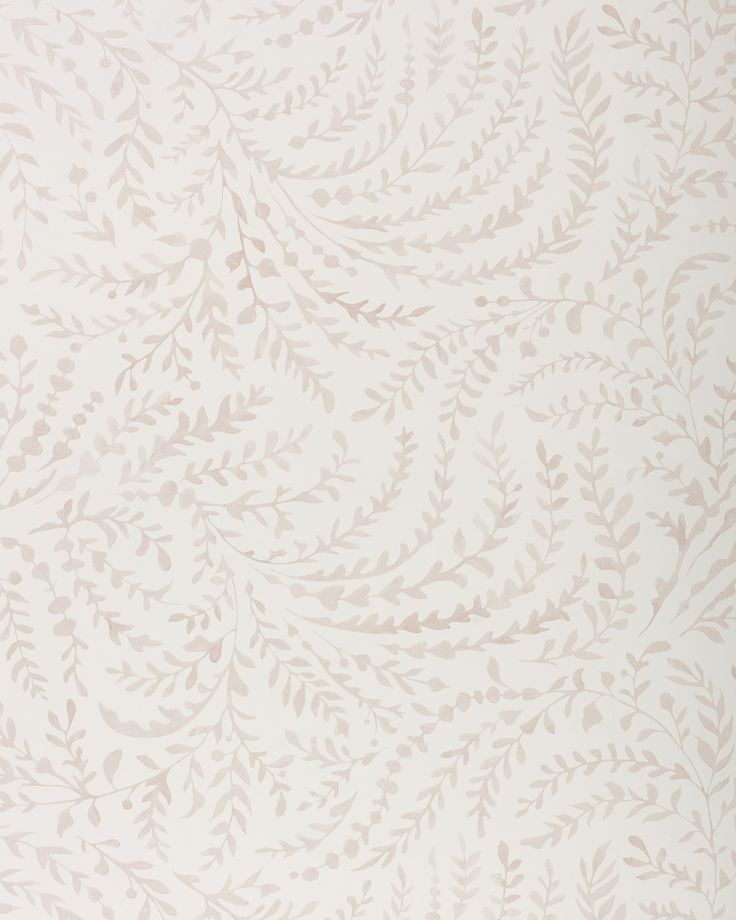 an image of a white wallpaper with leaves and vines on the surface in shades of beige