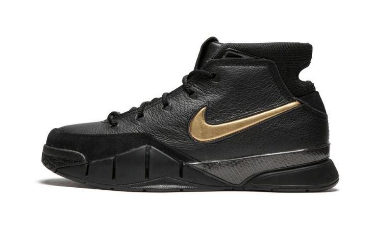 NIKE AQ2728002 BLACK/METALLIC GOLD rubber/Leather/Leather Kobe Air Force 1, Nike World, Kobe Bryant Shoes, Basketball Shoes For Men, Stadium Goods, Loafer Sneakers, April 13, Nike Basketball, Black Men Fashion