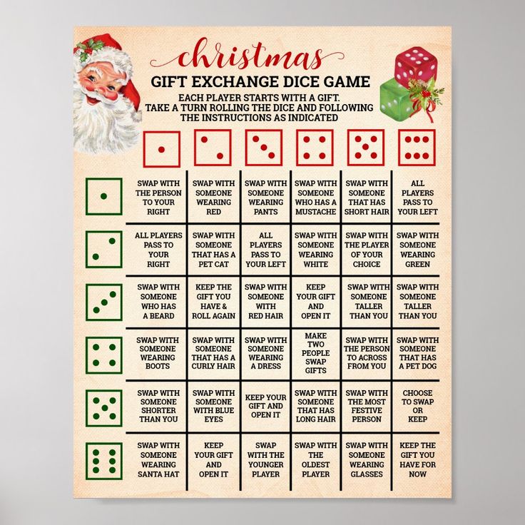 a christmas gift exchange dice game