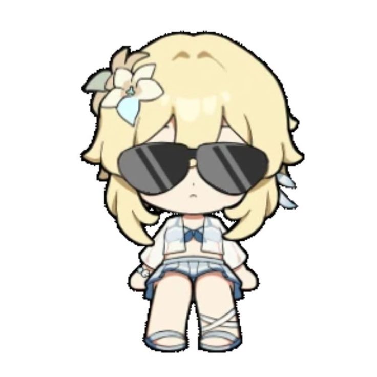 an anime character with sunglasses and a bow on her head