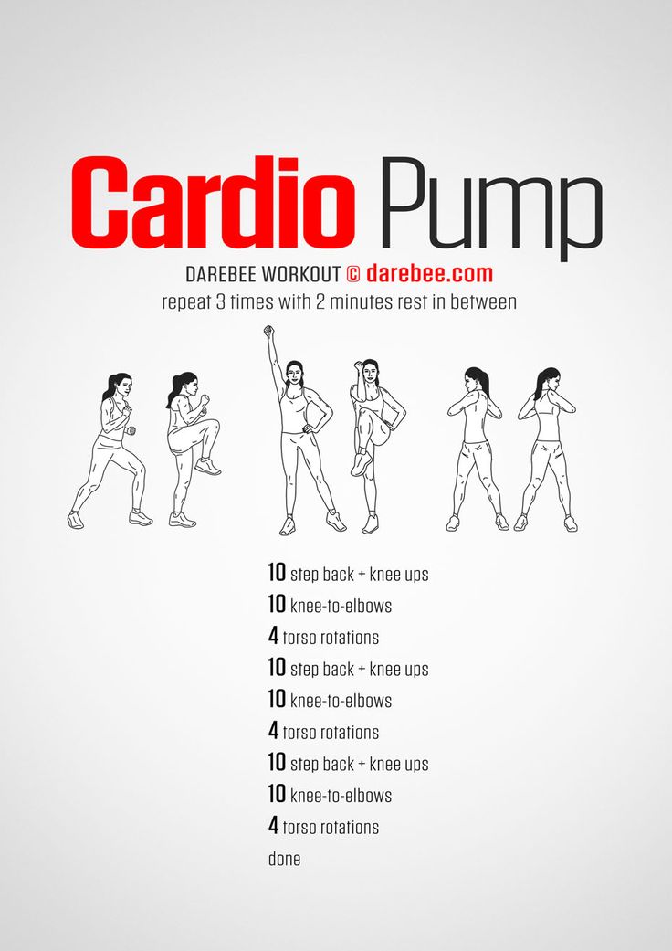 the cardio pump workout poster shows how to do it