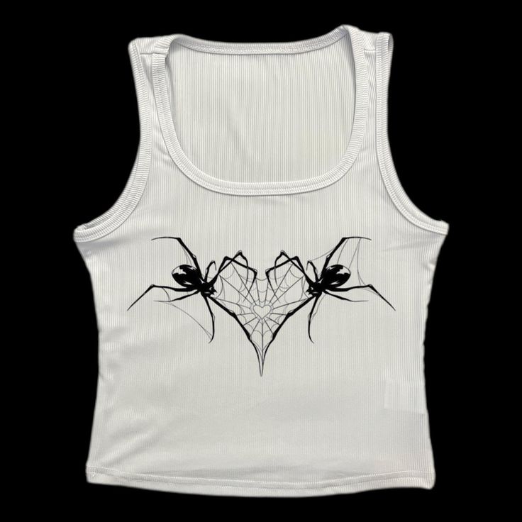 * Sublimated Spider web heart emo goth cropped tank top * Mannequin is wearing size M * Mannequin measurements:    * Bust: 35" (C cup)    * Waist: 26"    * Hip: 40" * Soft, breathable, and stretchy material * For a looser fit, size up * Please note that all items are Made to Order & there may be slight variations in appearance Emo Tank Top, Goth Tank Top, Web Heart, Dark Fits, Spider Pattern, Sublimation Ideas Projects, Soft Goth, Dress Up Clothes, Sublimation Ideas Projects Inspiration