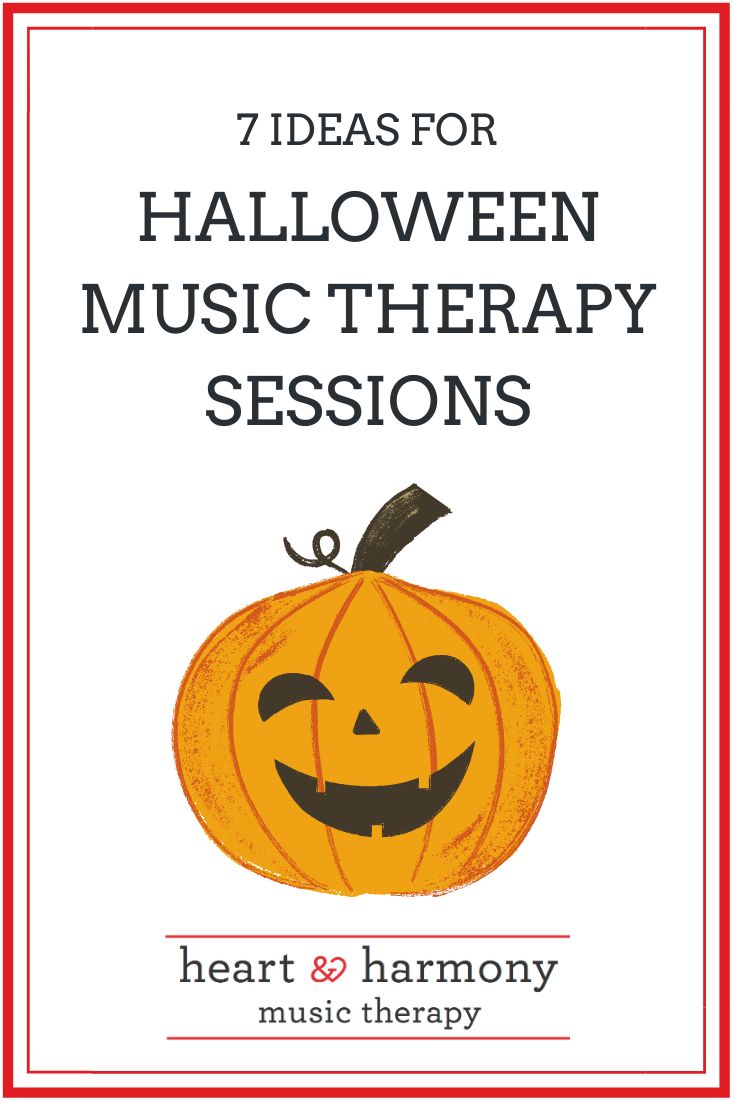 an orange pumpkin with the words 7 ideas for halloween music therapy session