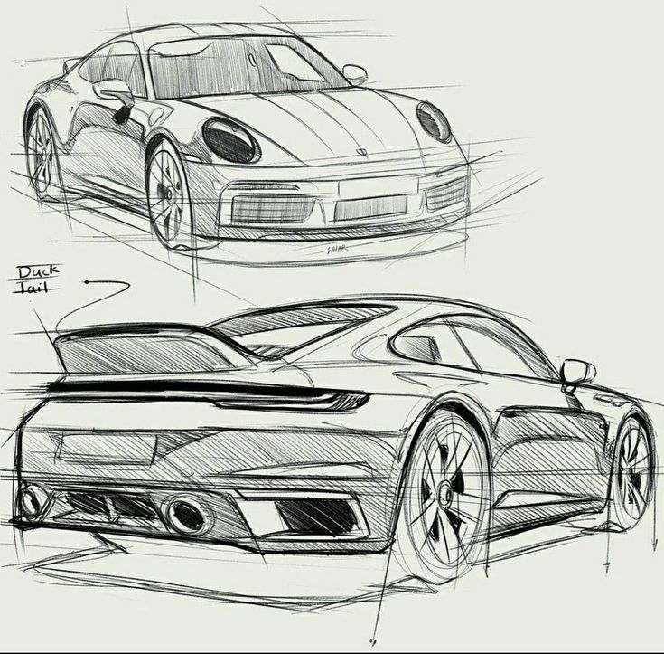 two cars are shown side by side in this drawing