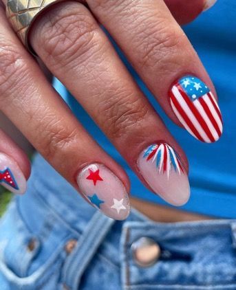 American Flag Nails, Patriotic Nail, Firework Nails, Flag Nails, Usa Nails, Western Nails, Country Nails, Fourth Of July Nails, 4th Of July Nails