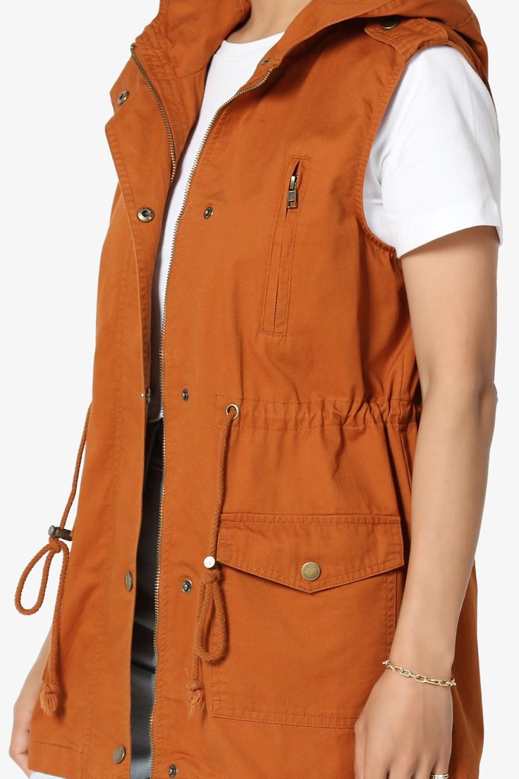 Channeling classic utilitarian styling, this cotton vest. Features a loose fit silhouette with a drawstring waist and flap patch pockets. Suitable for outdoor and sports wear, golf, hiking, climbing, traveling,riding, driving, walking, casual and other sports. Easy to wear with your favorite pants, skirt, leggings or shorts,suitable for a variety of occasionsSleeveless anorak vest : Stand-up collar with attached hoodedZip fly with snap button closure, Flap hand pockets, loose fitAdjustable draws Fall Outdoor Vest With Side Pockets, Fall Vest With Side Pockets For Outdoor Activities, Sleeveless Cargo Pocket Outerwear For Spring, Cargo Pocket Vest For Outdoor Activities In Fall, Fall Outdoor Cargo Vest, Hooded Outdoor Vest For Spring, Outdoor Vest With Cargo Pockets For Fall, Fall Outdoor Vest With Cargo Pockets, Spring Outdoor Vest With Side Pockets