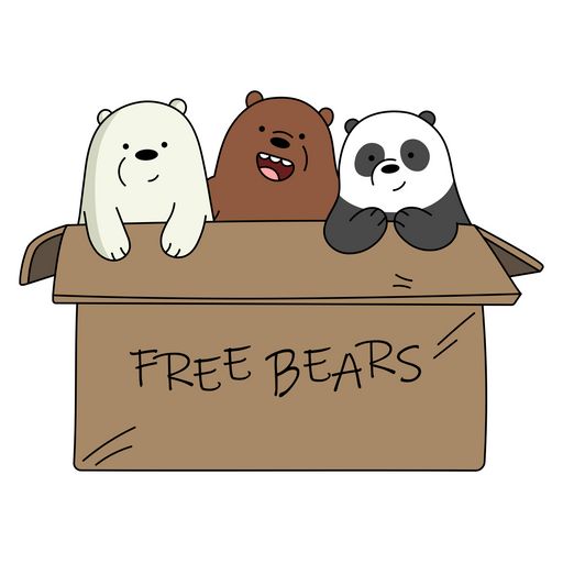 three bears are sitting in a box with the words free bears written on their chest