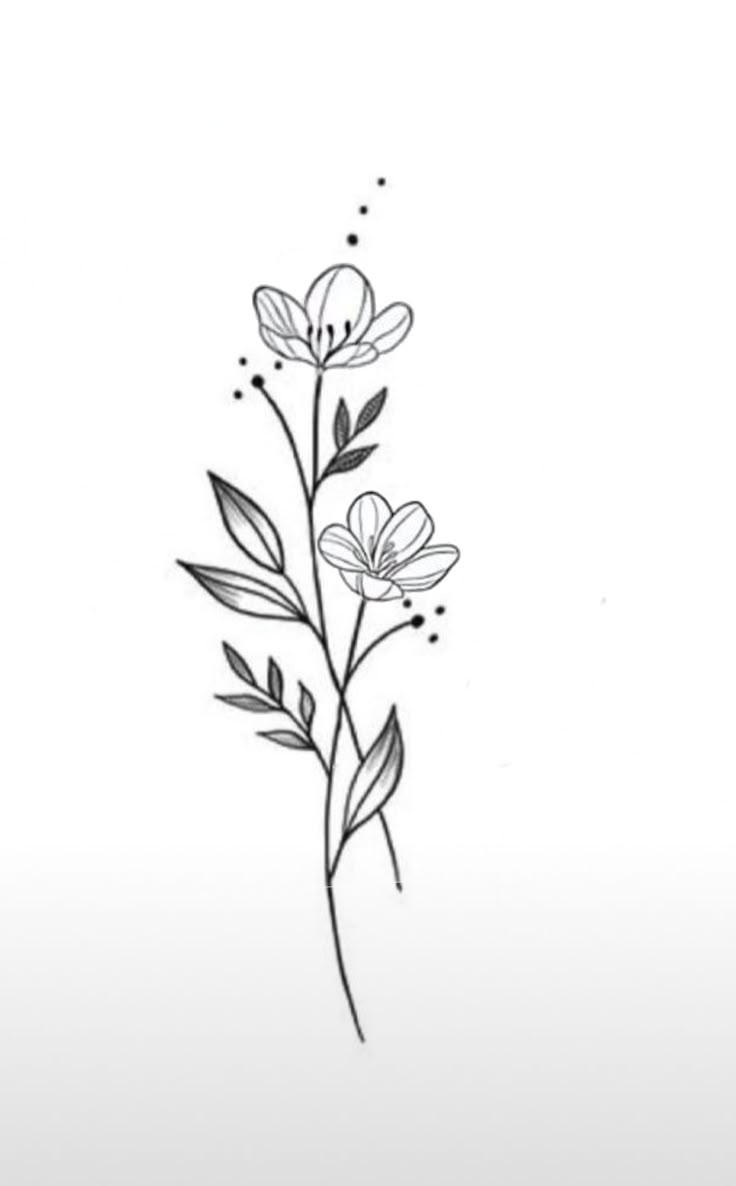 a black and white drawing of flowers