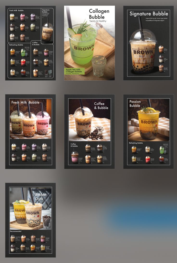 the menus are displayed with different drinks