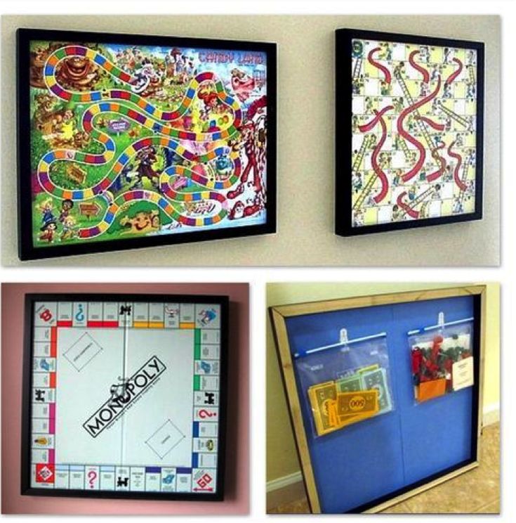 four different framed pictures with some games on them