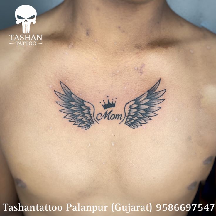 TashanTattoo
AshokTattooWala
S.4.5,Tirupati plaza
Opp. New bus stand
Near gd modi collage
Palanpur (gujrat)
9586697547
9687533310 Mom Wings Tattoo, Angel Wings Tattoo Man, Chest Tattoo Wings, Small Angel Wing Tattoo, Tattoo Wings, Mask Photoshoot, Wing Tattoo Men, Meaningful Tattoo Quotes, Band Tattoo Designs