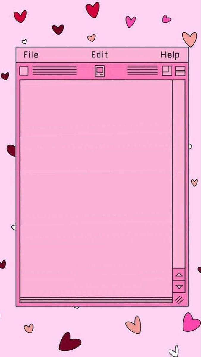 a pink screen with hearts on it and the words file editt help written below