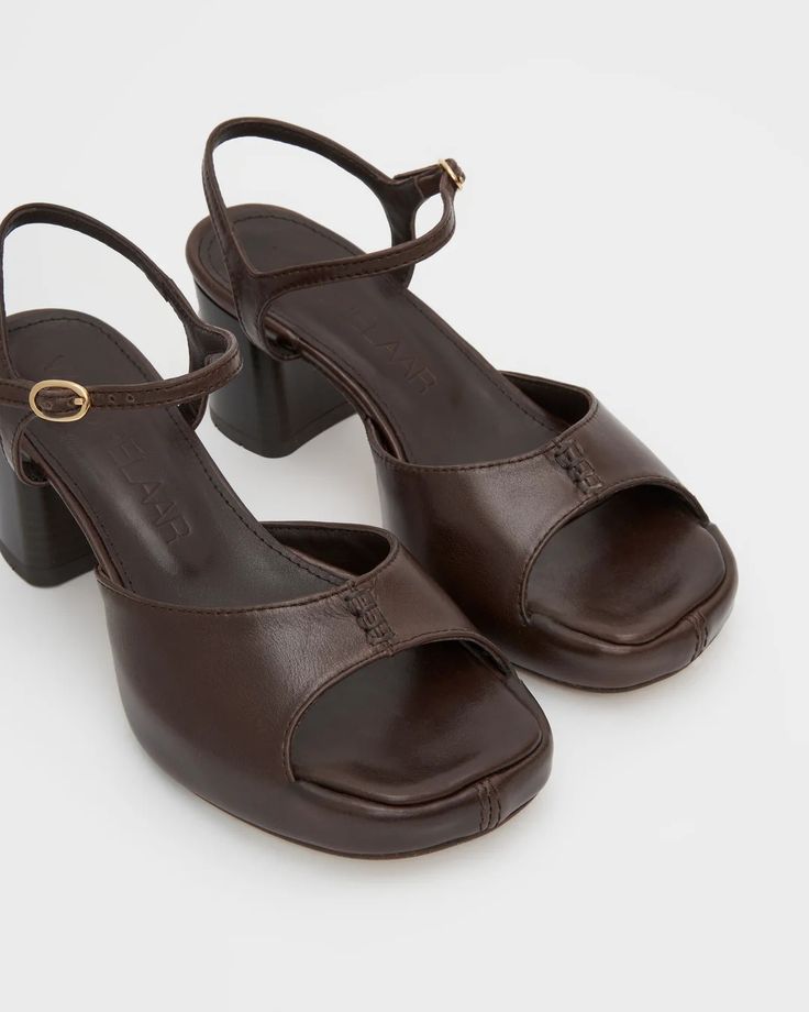 VANDRÉLAAR - Joni Sandal, Espresso Leather Everyday Summer Shoes, Summer Heels 2024, Brown Leather Platform Sandals, Cute Everyday Shoes, Chunky Heels Outfit, Sandle Heels, Every Day Shoes, Brown Heeled Sandals, Brown Platform Sandals