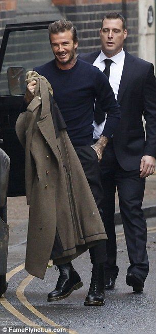 David Beckham looks the country gent as he takes off-road car for a spin David Beckham Cars, David Beckham Outfit, Style In London, Men Street Outfit, David Beckham Style Outfits, Military Inspired Outfit, Kent Curwen, David Beckham Style, British Style Men