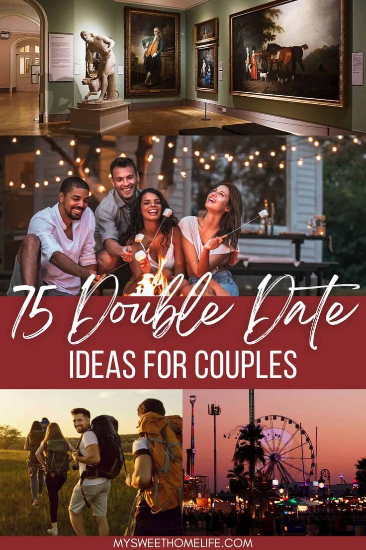 a collage of photos with text that reads, 15 double date ideas for couples