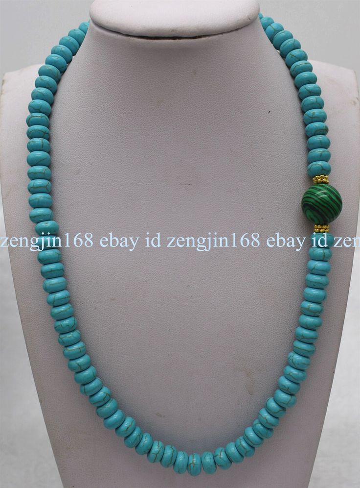 5x8mm Blue Turquoise & 14mm Green Malachite Gemstone Beads Necklace 18" AAA Item Description: size(Approx): 5x8mm 14mm Quantity: 1 Pcs length: 18" Color: -- Clasp: -- &&&&: Sale the items does not include box. Payment Policy&Shipping Policy We accept PayPal Please pay within 24 hours If no payment or contact is made with in 7 days item will be relisted. Thank YouPlease make sure the "Ship To" address you input in Paypal is correct.Items are shipped within 1-2 business days.Combine shipping: Bidd Turquoise Jewelry With 8mm Round Beads, Turquoise Necklace With Round Beads, Turquoise Necklace With 8mm Round Beads, Turquoise Necklaces With 8mm Round Beads, Turquoise Necklaces With 8mm Beads, Green Malachite, Gemstone Beaded Necklace, The Ship, Beads Necklace