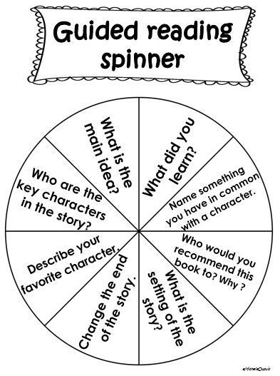 a wheel with the words guided reading spinner in black and white text on it