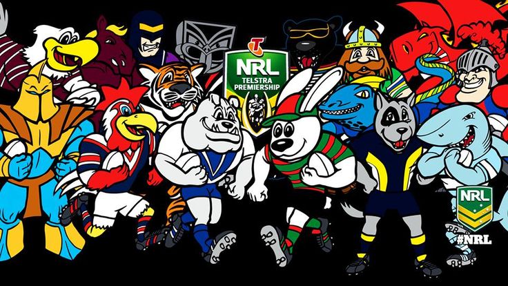 a group of cartoon characters standing next to each other on a black background with the words nfl