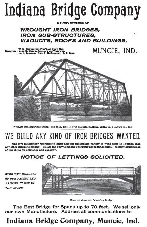 an advertisement for the indiana bridge company, which is located on the west side of the city