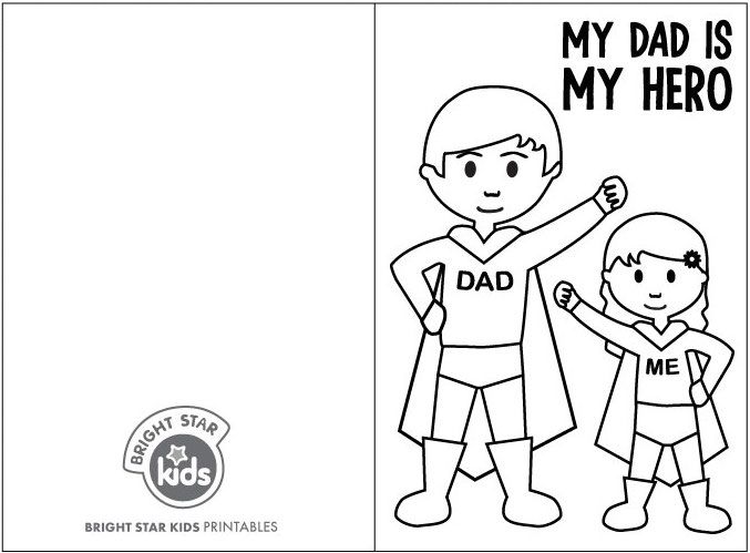 a father and daughter coloring page with the text my dad is my hero