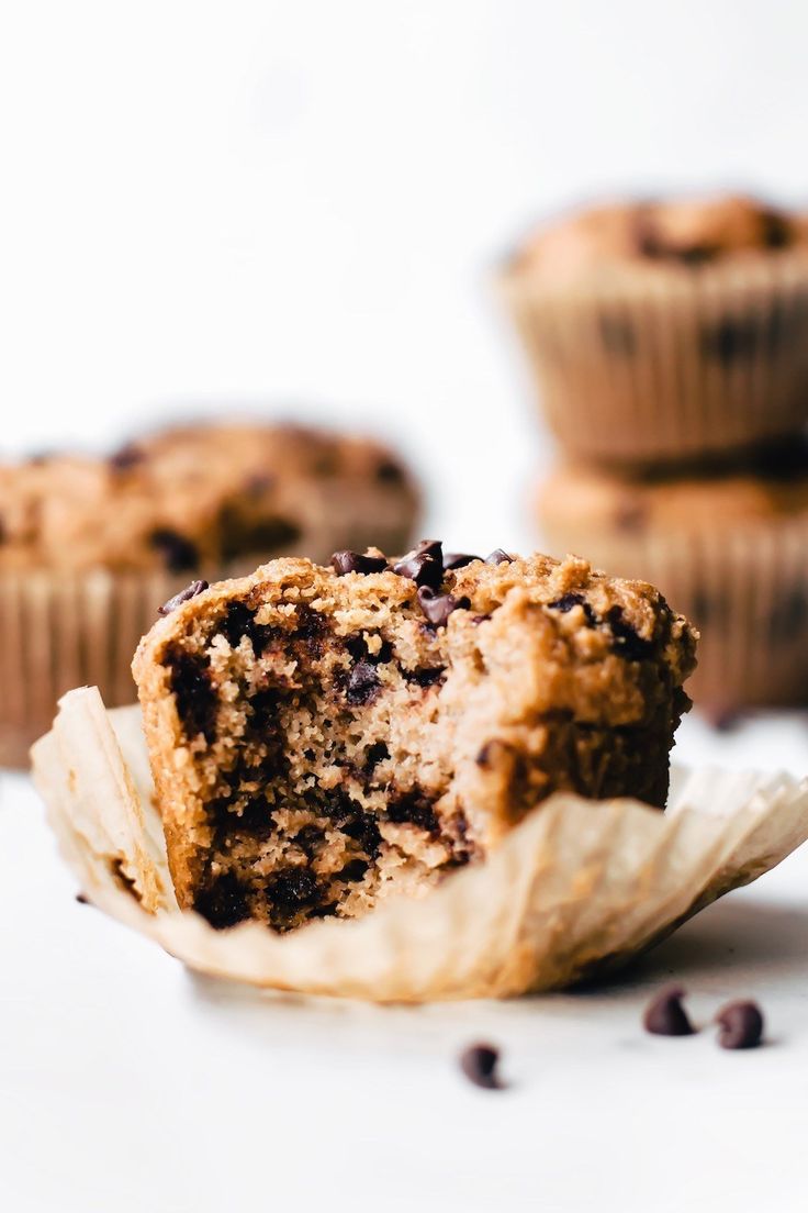 a muffin cut in half sitting on top of a table