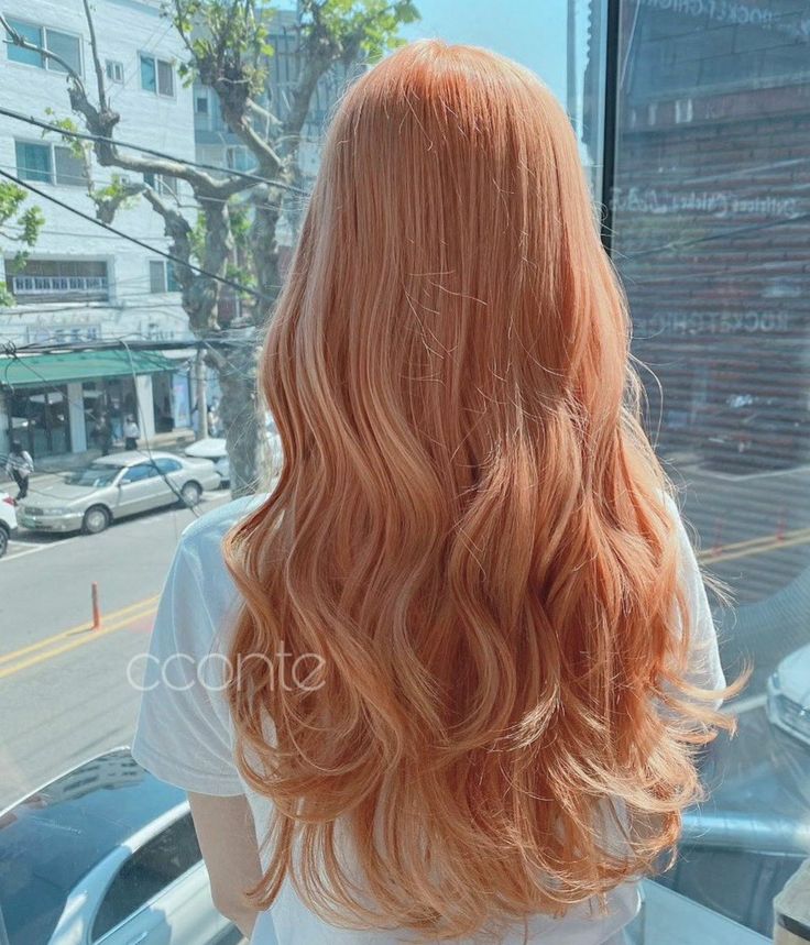 Korean Hair Colors, Strawberry Blonde Hair Color, Korean Hair Color, Peach Hair, Hair Color Streaks, Ginger Hair Color, Korean Hair, Spring Hair Color, Spring Hair