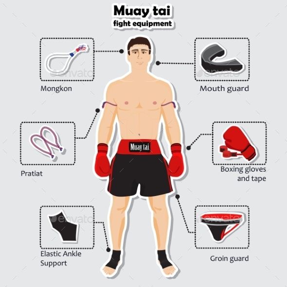 a man with boxing gloves and other items for his body - sports / activity conceptual