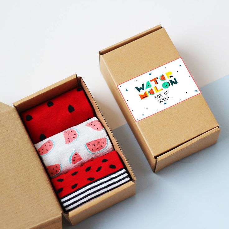 Watermelon Box Of Socks Hijab Packaging, Sock Packaging, Gifts For Teenagers, Sock Display, Socks Photography, Socks Ideas, Art Packaging, Shoe Store Design, Product Packing