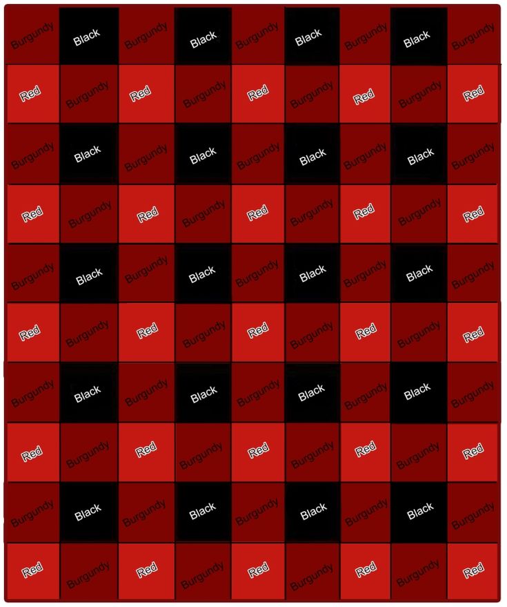 a red and black checkerboard pattern with the word's name on it