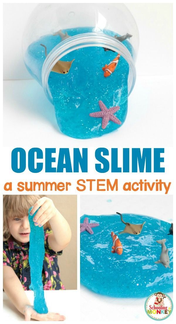 an ocean slime activity for kids to play with and learn how to make it