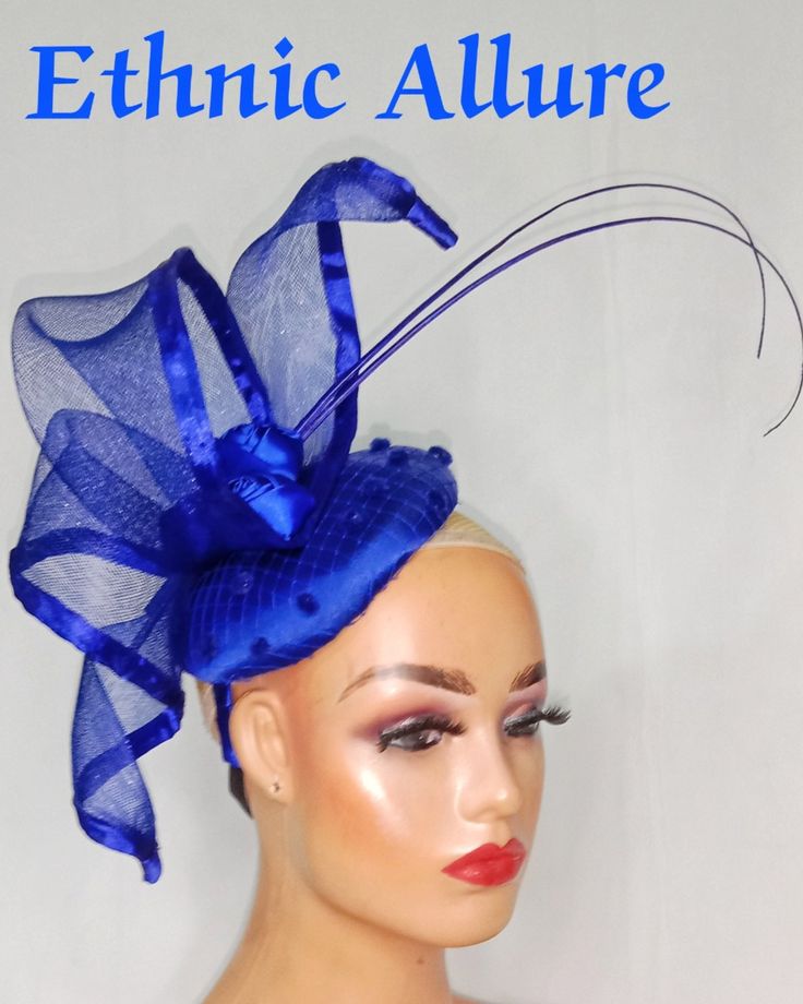 Turban Style, African Attire, Fascinator, Original Designs, Royal Blue, Hair Accessories, Hats, Flowers, Blue