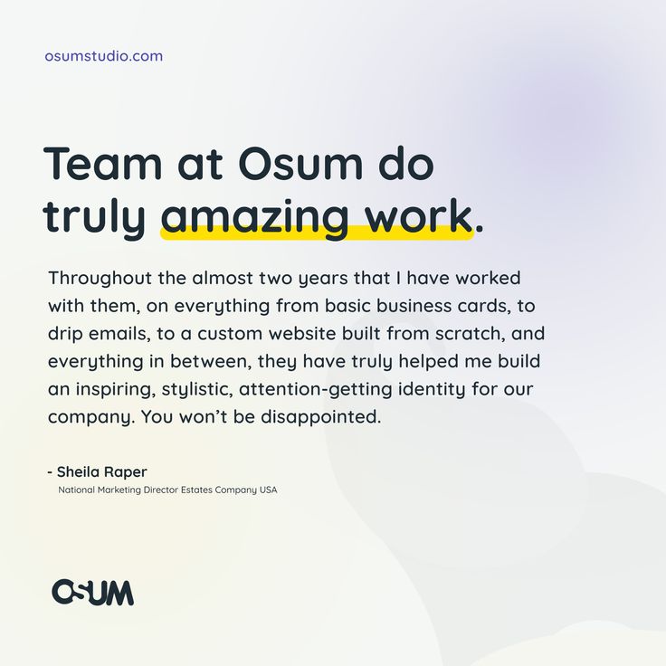 an advertisement with the words team at osum do truly amazing work