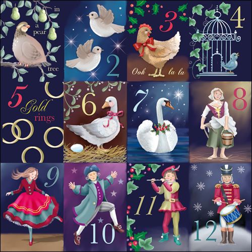 the twelve days of christmas are depicted in this collage with birds, geese and people