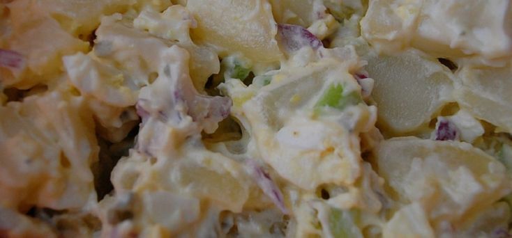 a close up view of a potato salad