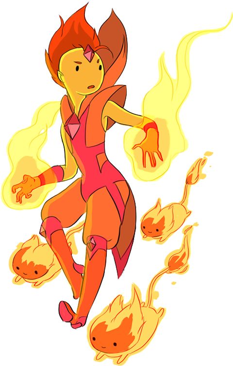 a cartoon character is running through fire with her arms out and legs spread wide as if she's about to jump