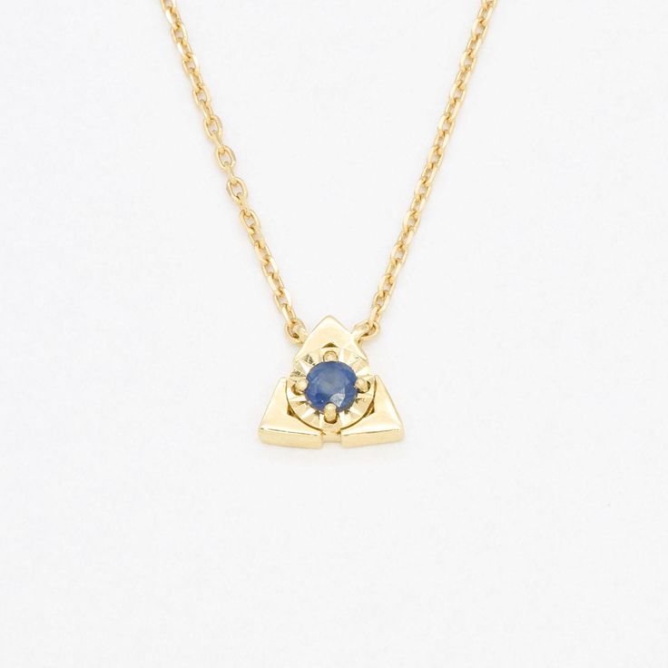 Certified Sapphire Necklace set with Sapphire, size 3 millimetres diameter, 0.11 Carats. Solid 14k Yellow Gold ☞ made to last.  Solid Gold Collection ☞ www.etsy.com/shop/adinastone/?section_id=50464156  Sapphire Details: * CERTIFIED Sapphire * Weight: 0.11 Carats * Dimensions: 3mm * Color: Blue * Cut: Diamond * Origin: Burma Solid Gold Details: * 2 grams of 14k Solid Yellow Gold * Dimensions: Necklace Length 18in to 16in * Lasts a lifetime - Perfect for everyday use (won't tarnish) *Final weight Yellow Gold Sapphire Jewelry With Round Stone, Gold Sapphire Round Birthstone Necklace, Gold Sapphire Necklace Hallmarked, Sapphire Pendant Necklace With Hallmark, 14k Gold Necklace With Round Stone For Gift, Yellow Gold Sapphire Round Pendant Necklace, Yellow Gold Sapphire Jewelry As Gifts, Symbolic 14k Gold Necklace With 17 Jewels, Symbolic Yellow Gold Gemstone Necklace