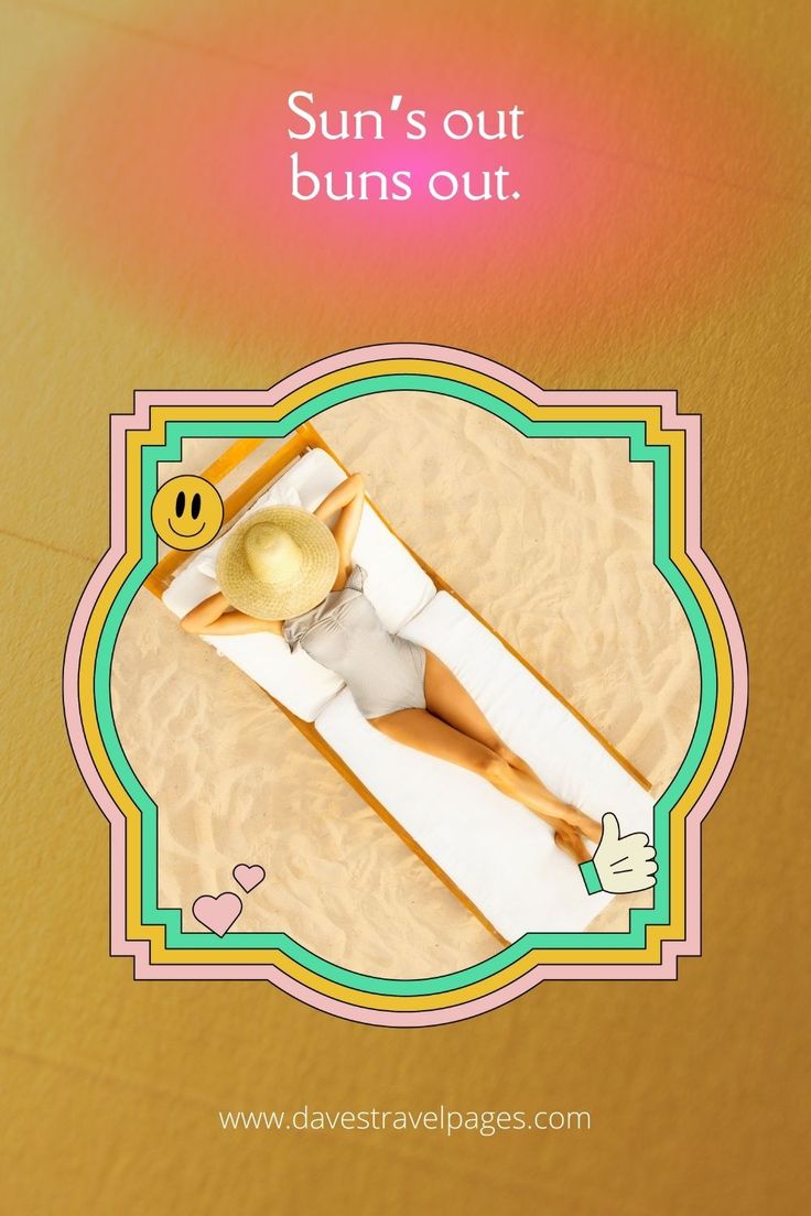 a woman laying on top of a white bed next to a yellow and pink background