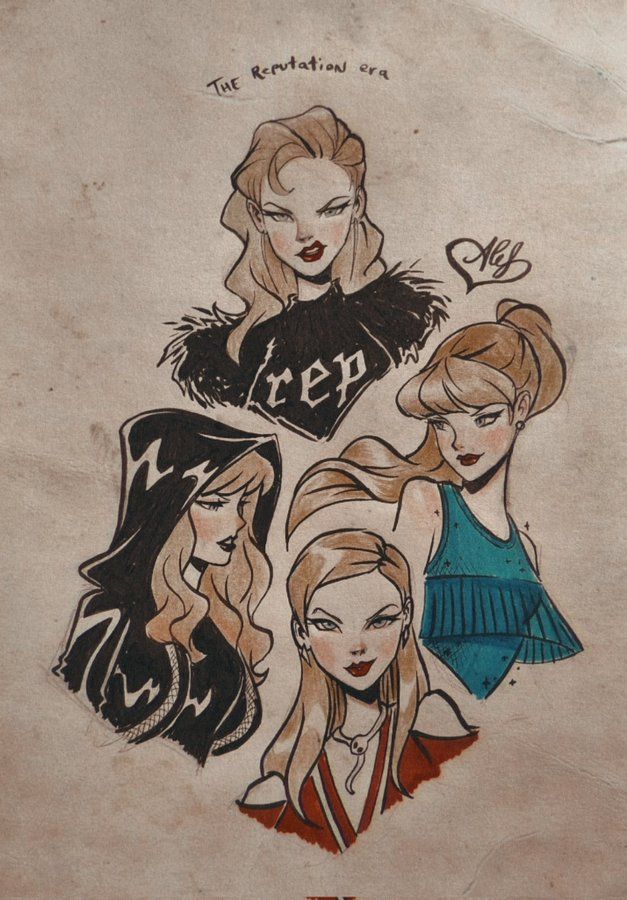 three drawings of women with different hair styles