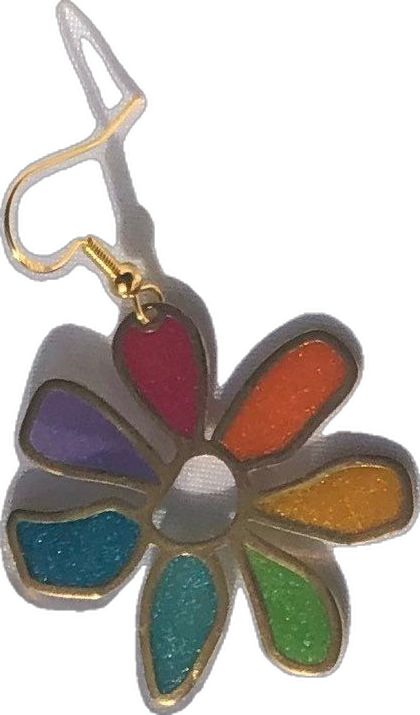 Multicolor Flower Charm Earrings For Gift, Unique Flower-shaped Resin Earrings, Multicolor Nickel-free Flower Earrings, Multicolor Nickel-free Dangle Flower Earrings, Nickel Free Multicolor Dangle Flower Earrings, Nickel-free Multicolor Dangle Flower Earrings, Nickel-free Multicolor Flower Earrings, Multicolor Flower-shaped Earrings For Gifts, Multicolor Flower Earrings As Gift