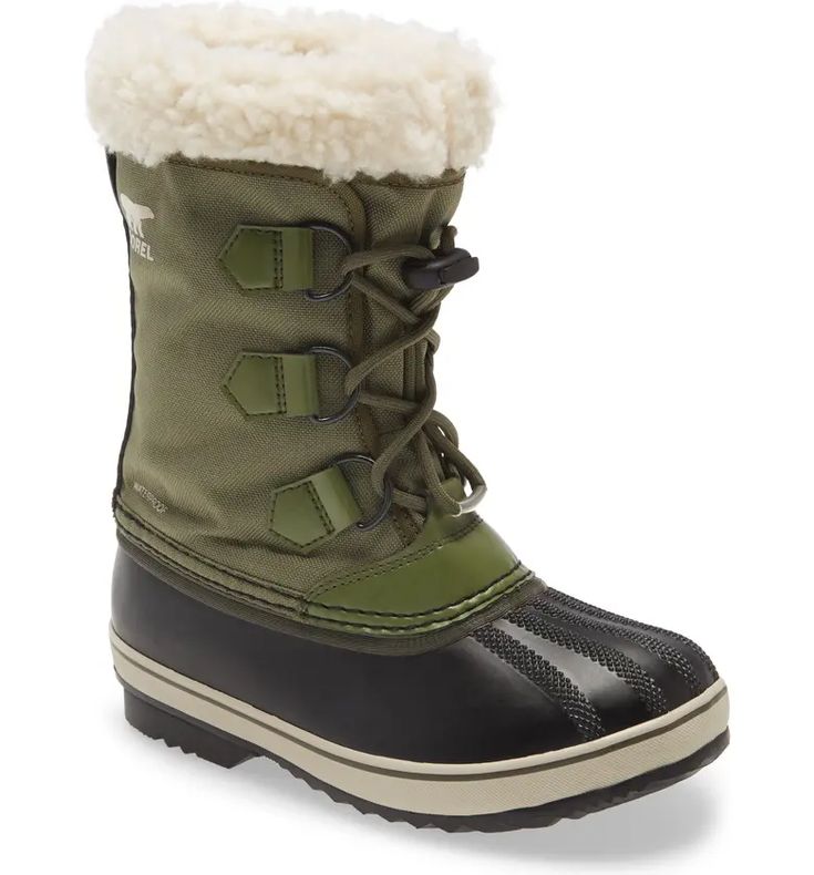 SOREL Yoot Pac Waterproof Snow Boot (Toddler, Little Kid & Big Kid) | Nordstrom Green Lace-up Winter Boots, Weatherproof Boots With Round Toe For Adventure, Weatherproof Boots For Fall Adventure, Weatherproof Boots For Fall Adventures, Weatherproof Ankle Boots For Adventure, Winter Weatherproof Boots For Adventure, Lace-up Winter Boots For Outdoor Work, Insulated Ankle Hiking Boots For Adventure, Rugged Winter Boots For Outdoor Work