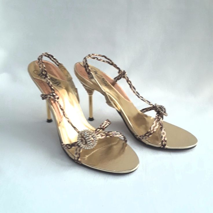 Gold/Bronze Satin Sling Back Sandal Heels, 4 1/2 Heels Nwot Sandal Heels, Sling Back, Shoes Women Heels, Sandals Heels, Shoes Heels, Size 7, Satin, Women Shoes, Sandals