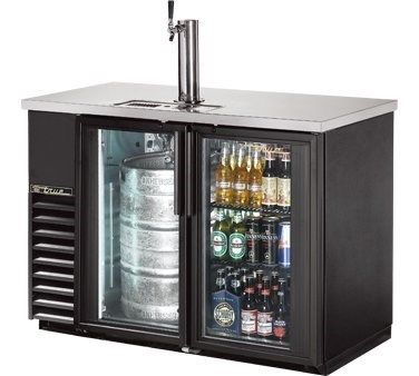 an image of a beverage cooler with two doors and one door open to the side