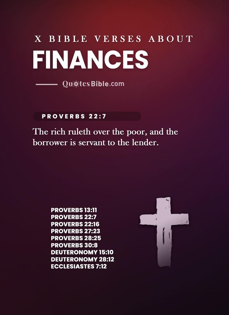 a cross with the words, bible verses about finance on it and an image of a