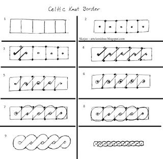 the diagram shows how to draw celtic knot borders