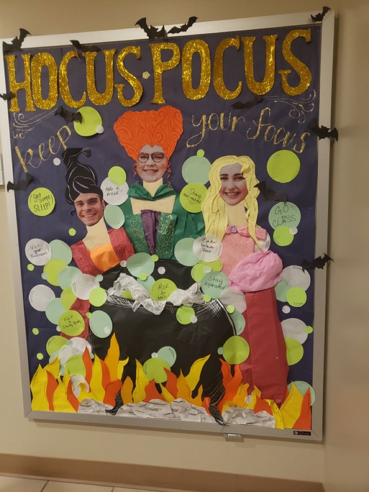 a poster on the wall that says hocus pocuss